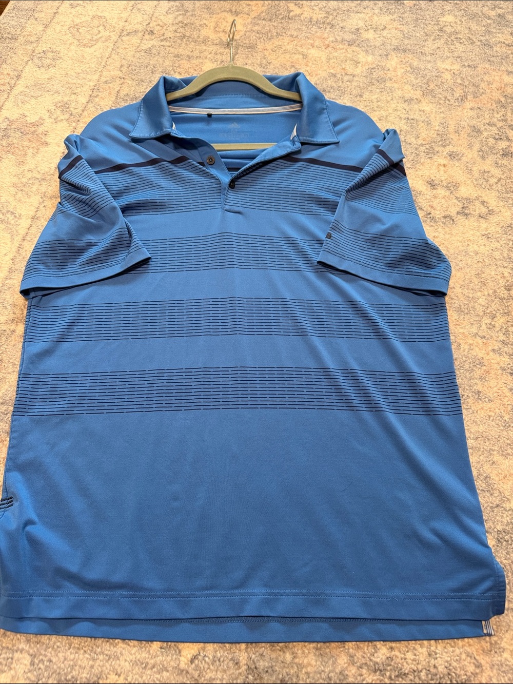 adidas Men’s Steel Blue Striped Golf Polo